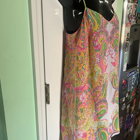 Lilly Pulitzer Hotty Pink Double Trouble Dusk Silk Dress Size S - Picture 3 of 8